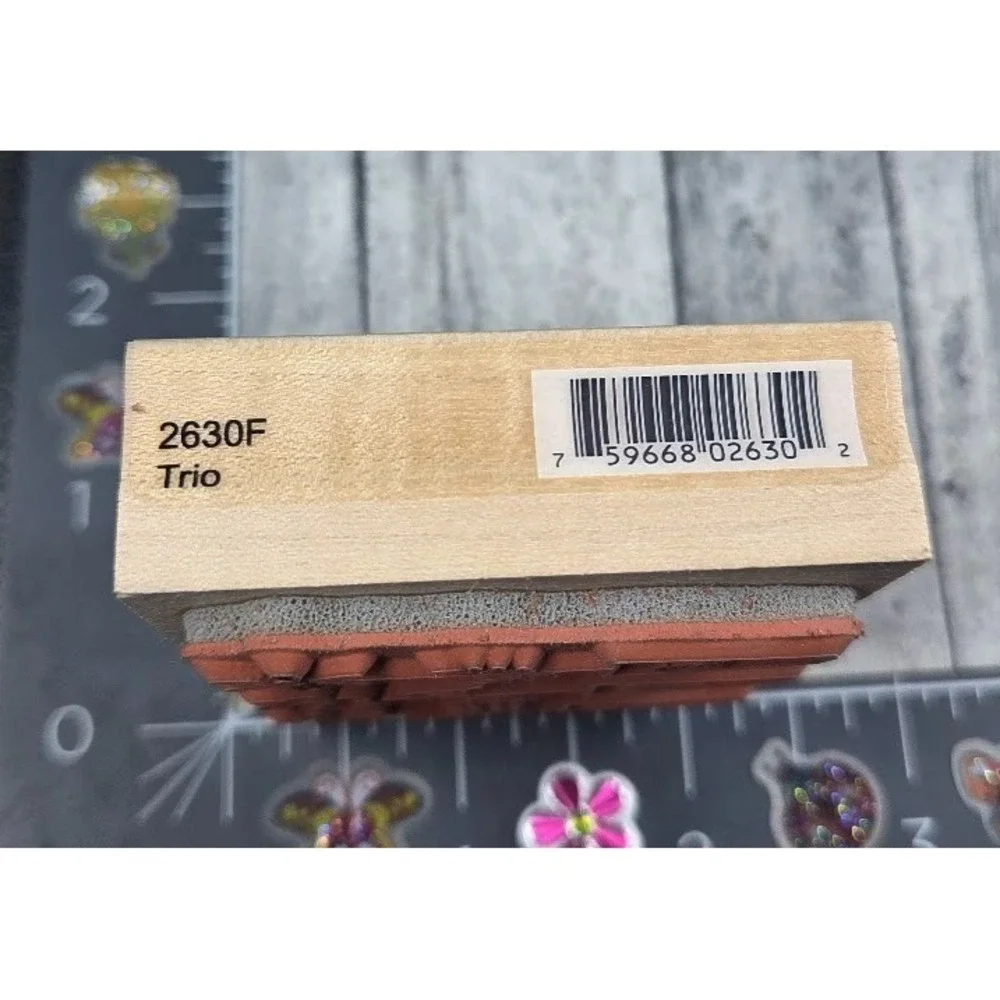 Penny Black Trio Flowers Pots Planters 2630F 2003 Rubber Stamp Wood #E99